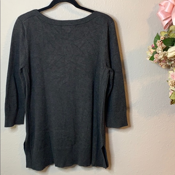 Cable & Gauge Scoop Neck 3/4 Sleeve Thin Sweater - Picture 6 of 8